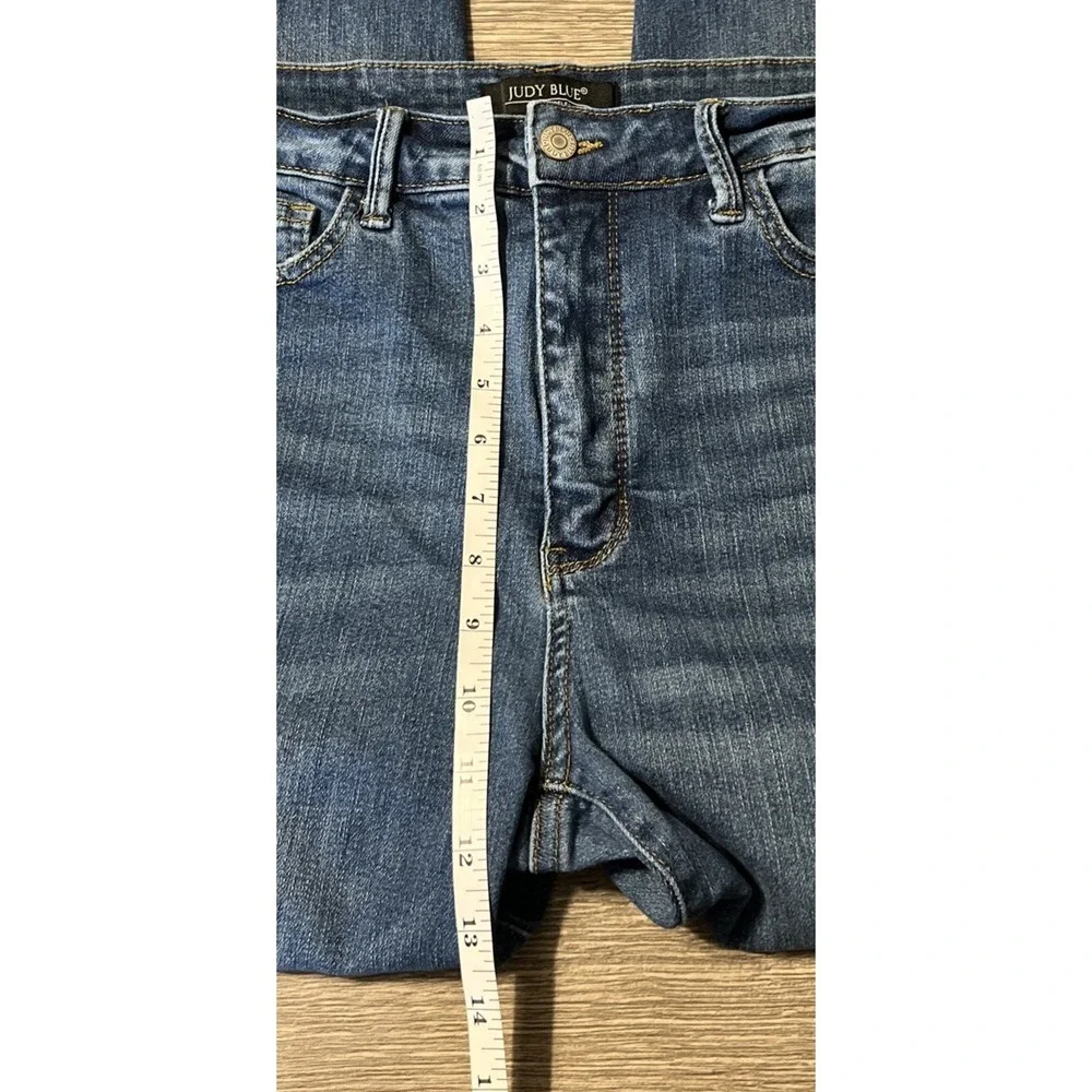 Judy Blue High Waisted Frayed Slit Hem Skinny Fit Jeans Size 13/31 (30x28) - Picture 6 of 10